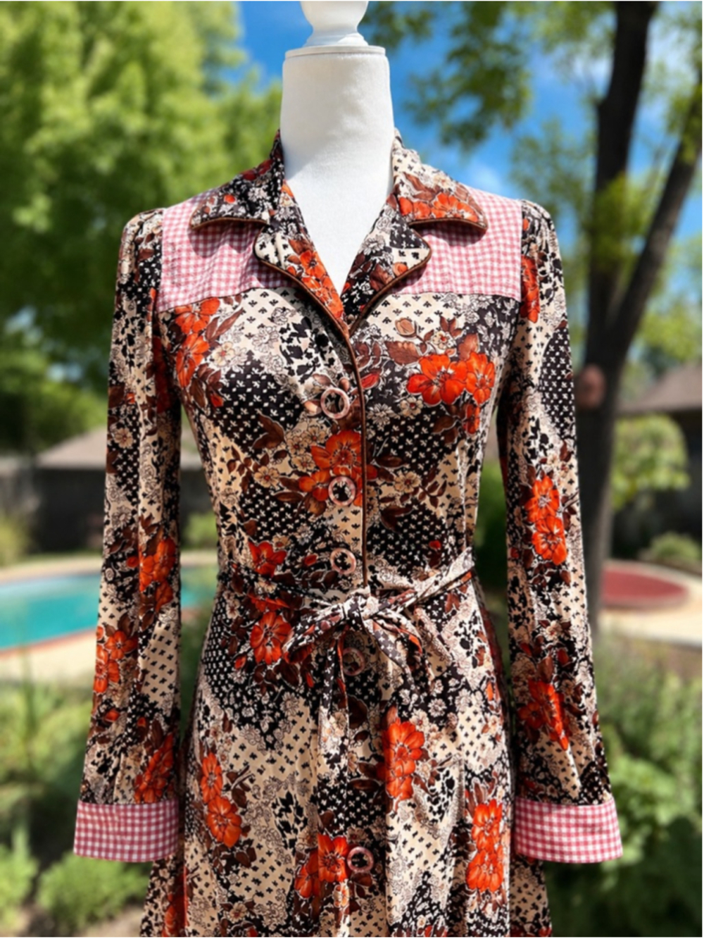 Vintage 70s California Holiday Patchwork Prairie Dress Cottagecore